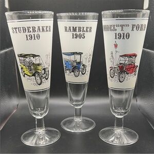 Vintage Pilsner   Car Themed Glass Set